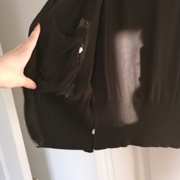 Black Zip Up Sweater - Picture 3 of 5